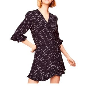 Loft Blue Polka Dot Wrap Dress romper size 8